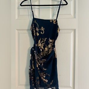 Lucy in the Sky metallic wrap dress